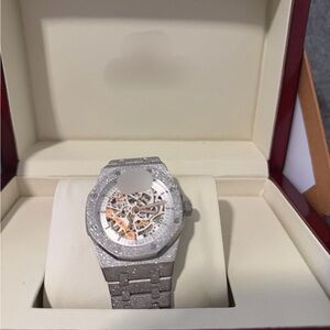 Silver Skeleton Dial Watch